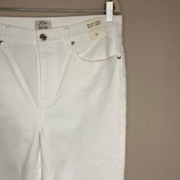 NWT J. Crew Billie Demi Boot Crop Jeans White High Waist Stretch Denim  Size  31 - Picture 16 of 16